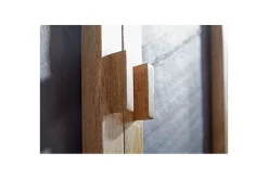 Wohnling Sideboard & Skjenker-Skjenk Massivt tre 80 cm 3D kant steinoptikk front 2 dører moderne Brun,Antracit,Svart