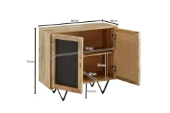Wohnling Sideboard & Skjenker-Skjenk Massivt tre 80 cm 3D kant steinoptikk front 2 dører moderne Brun,Antracit,Svart