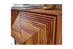 Wohnling Skjenk massivt tre, 3D geometrisk front, push-to-open, industriell loftstil 100 cm
