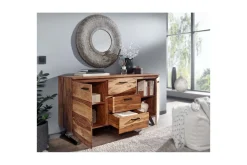 Wohnling Skjenk Massivt treverk trekanter 145 cm med 2 dører 3 skuffer industriell