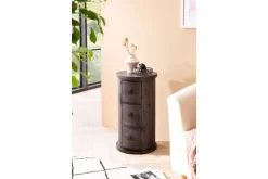 Wohnling Sideboard & Skjenker-Skjenk Rundt heltre landstil , 3 skuffer Svart