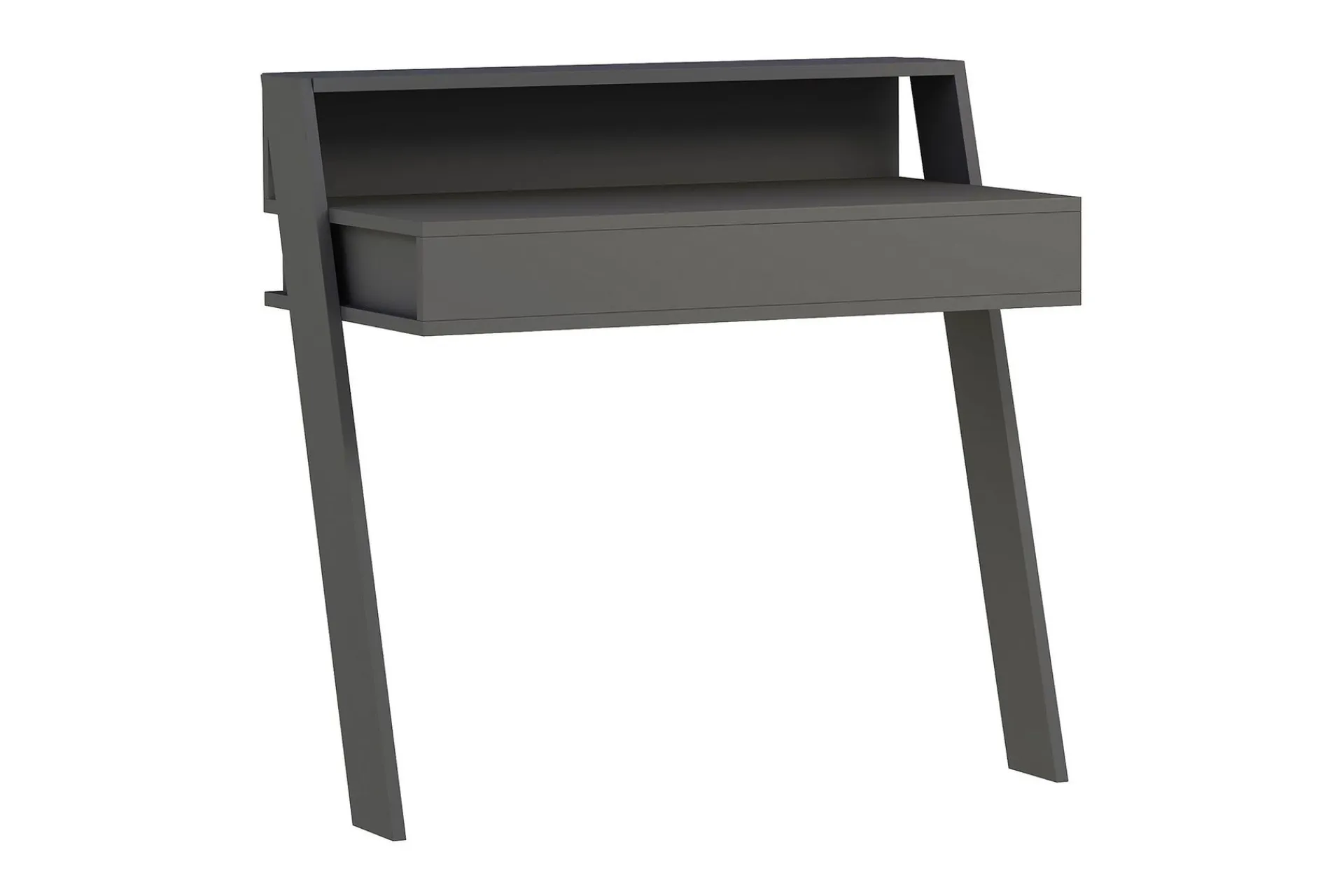Kontorbord-Skoved Skrivebord 94 cm med Oppbevaringsskuff + Hylle Grey