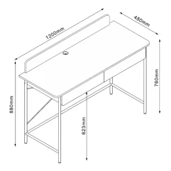 Skrivebord HOME4YOU Ferdie 120x48x88 cm