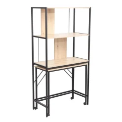 Kontorbord-Skrivebord/hylle HOME4YOU Lester 84x40x160 cm melamin lyst tre / svart