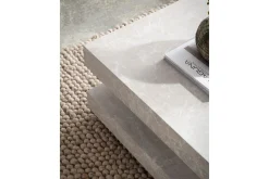 Wohnling Sofabord-Sofabord kvadrat 60 cm, steinoptikk stil, moderne utseende Beige Sand