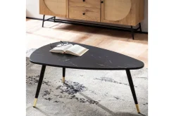 Wohnling Sofabord-Sofabord marmorstil 90 cm, trekantet moderne stil Svart marmor Svart,Gull