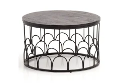 Wohnling Sofabord Massivt treverk rund 60 cm med moderne metallramme moderne