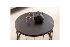 Wohnling Sofabord Massivt treverk rund 60 cm med moderne metallramme moderne