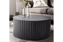 Wohnling Sofabord-Sofabord Rund 67 cm Metalliske Striper Optikk Moderne Look Svart
