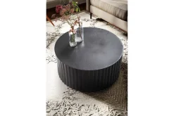 Wohnling Sofabord-Sofabord Rund 67 cm Metalliske Striper Optikk Moderne Look Svart