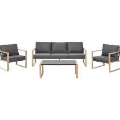 Veranda & Terrasse|Loungesett-Sofagruppe utendørs med bord 5-seter Gelso Grå/Brun