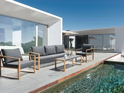 Veranda & Terrasse|Loungesett-Sofagruppe utendørs med bord 5-seter Gelso Grå/Brun