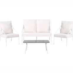 Veranda & Terrasse|Loungesett-Sofagruppe utendørs med bord 4-seter Ustica Hvit/Svart