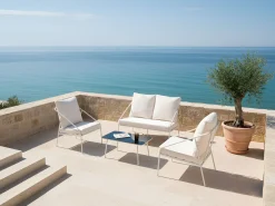 Veranda & Terrasse|Loungesett-Sofagruppe utendørs med bord 4-seter Ustica Hvit/Svart