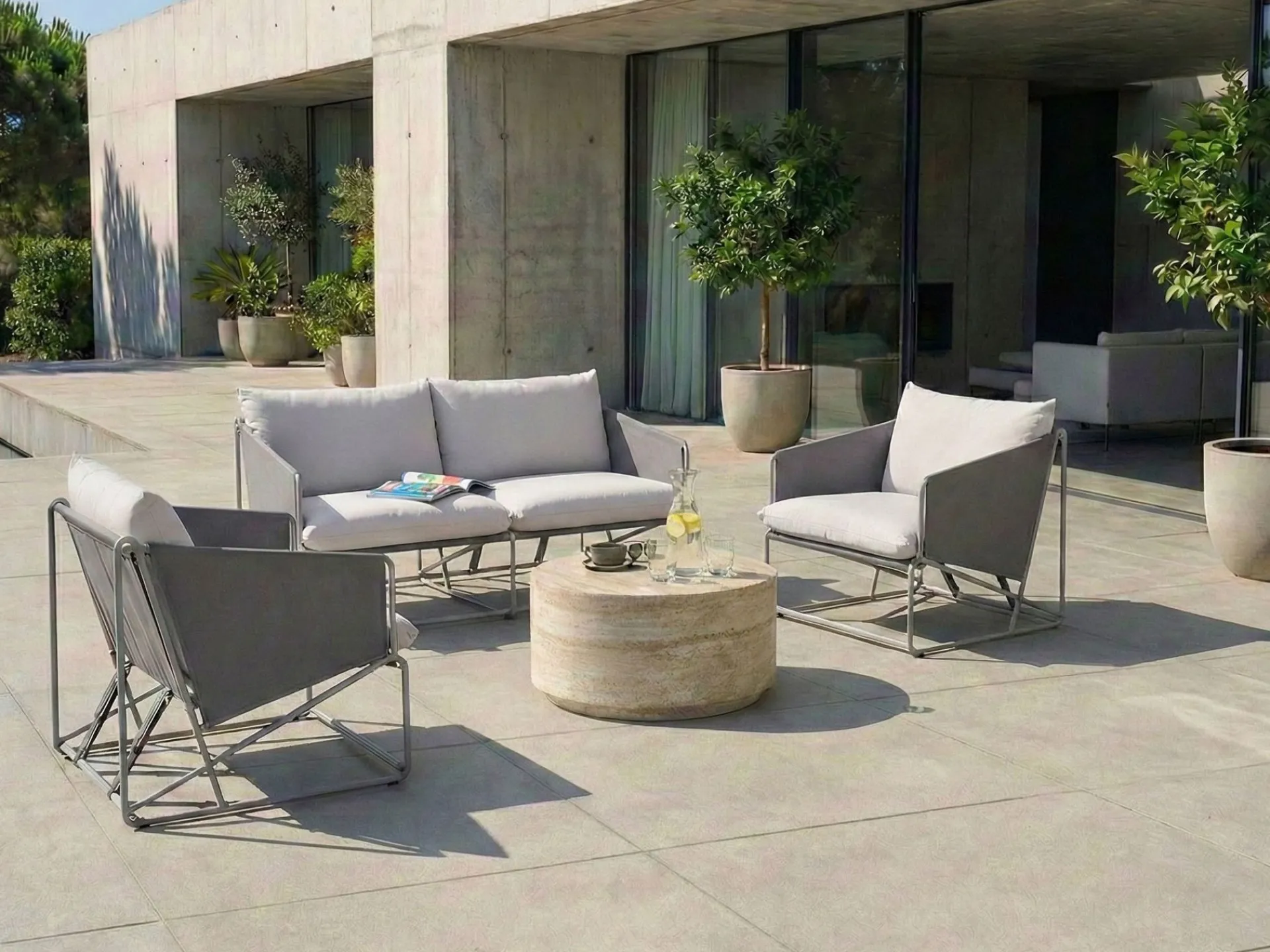 Veranda & Terrasse|Loungesett-Sofagruppe utendørs 4-seter Ponte Grå