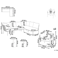 Veranda & Terrasse|Loungesett-Sofagruppe utendørs 7-seter Robella med bord Beige/Hvit/Brun