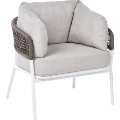 Veranda & Terrasse|Loungesett-Sofagruppe utendørs 7-seter Robella med bord Beige/Hvit/Brun