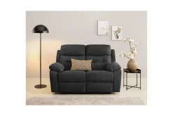 Loft24 Sofa 2-seter Lannilis Antrasitt, Stoff/tre/metall