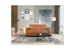 Loft24 Sofa 2-seter Lund Kognac, Lær/PU, Elektrisk recliner