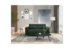 Loft24 Sofa 2-seter Lund Mørk grønn, Belfast-stoff, Manuell hvilestol