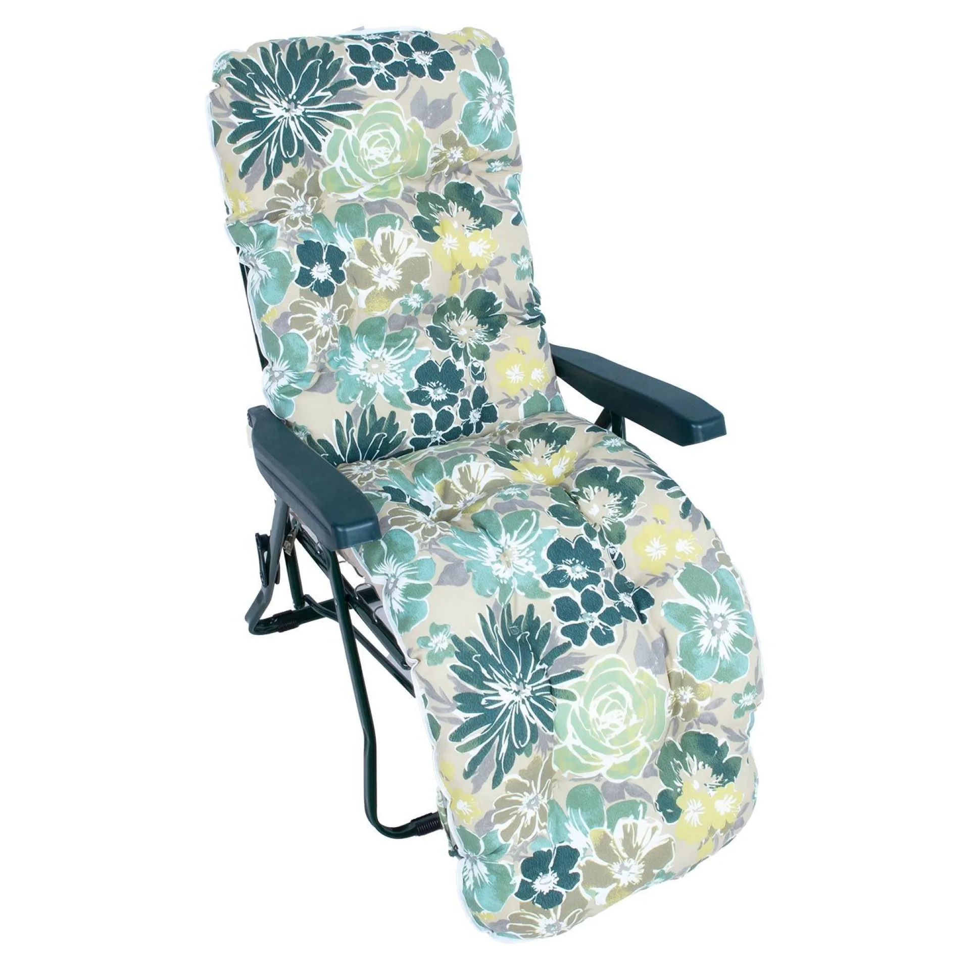 Solstoler-Solstol HOME4YOU Baden-Baden Lys blomstrete pute grønn med lys blomstrete pute