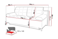 Sovesofa FABIO LED-belysning