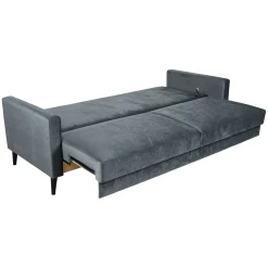 Velour Sofa & Fløyel Sofa-Sovesofa HOME4YOU Anna med oppbevaringsboks fløyel grå