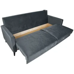 Velour Sofa & Fløyel Sofa-Sovesofa HOME4YOU Anna med oppbevaringsboks fløyel grå