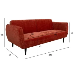 Velour Sofa & Fløyel Sofa-Sovesofa HOME4YOU Hermes 3-seter oransje
