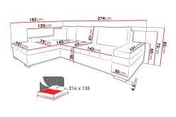 Velour Sofa & Fløyel Sofa-Sovesofa med divan Once 1 + Met 4