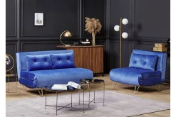 Sovesofa 1-seters fløyel marine VESTFOLD