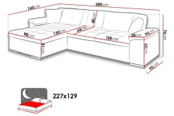 Velour Sofa & Fløyel Sofa|Sovesofaer-Sovesofa 3-seters L-formet 280x160 cm Venstre Nour Sammet 13 + Nour Sammet 15