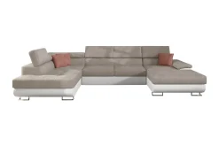Velour Sofa & Fløyel Sofa|Sovesofaer-Sovesofa 4-seters U-formet 345x202 cm Venstre Haze 17 + Nour Sammet 17 + Nour Sammet 1
