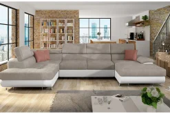 Velour Sofa & Fløyel Sofa|Sovesofaer-Sovesofa 4-seters U-formet 345x202 cm Venstre Haze 17 + Nour Sammet 17 + Nour Sammet 1