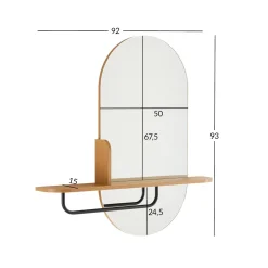 Speil med hylle HOME4YOU Aalborg 92x15x93 cm eik