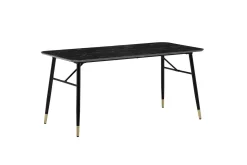 Wohnling Spisegrupper-Spisebord Moderne stil MDF med metallben med gulldetaljer Marmor, Svart, 160x80 cm Svart,Gull
