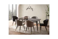 Wohnling Spisegrupper-Spisebord Moderne stil MDF med metallben med gulldetaljer Marmor, Svart, 160x80 cm Svart,Gull