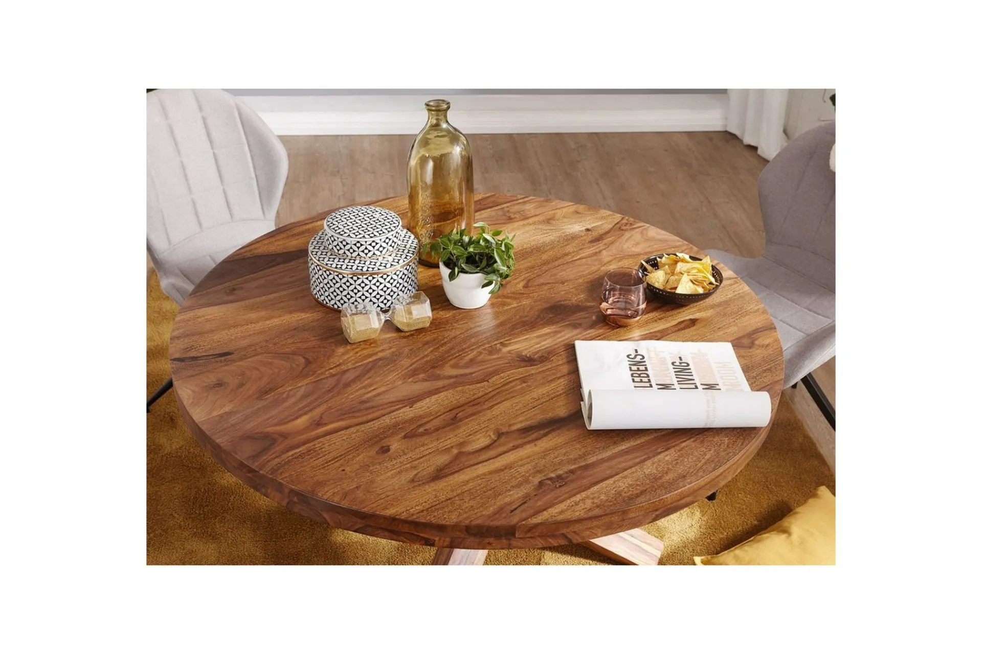 Wohnling Spisebord Rund 120 cm heltre landlig stil Rosentre