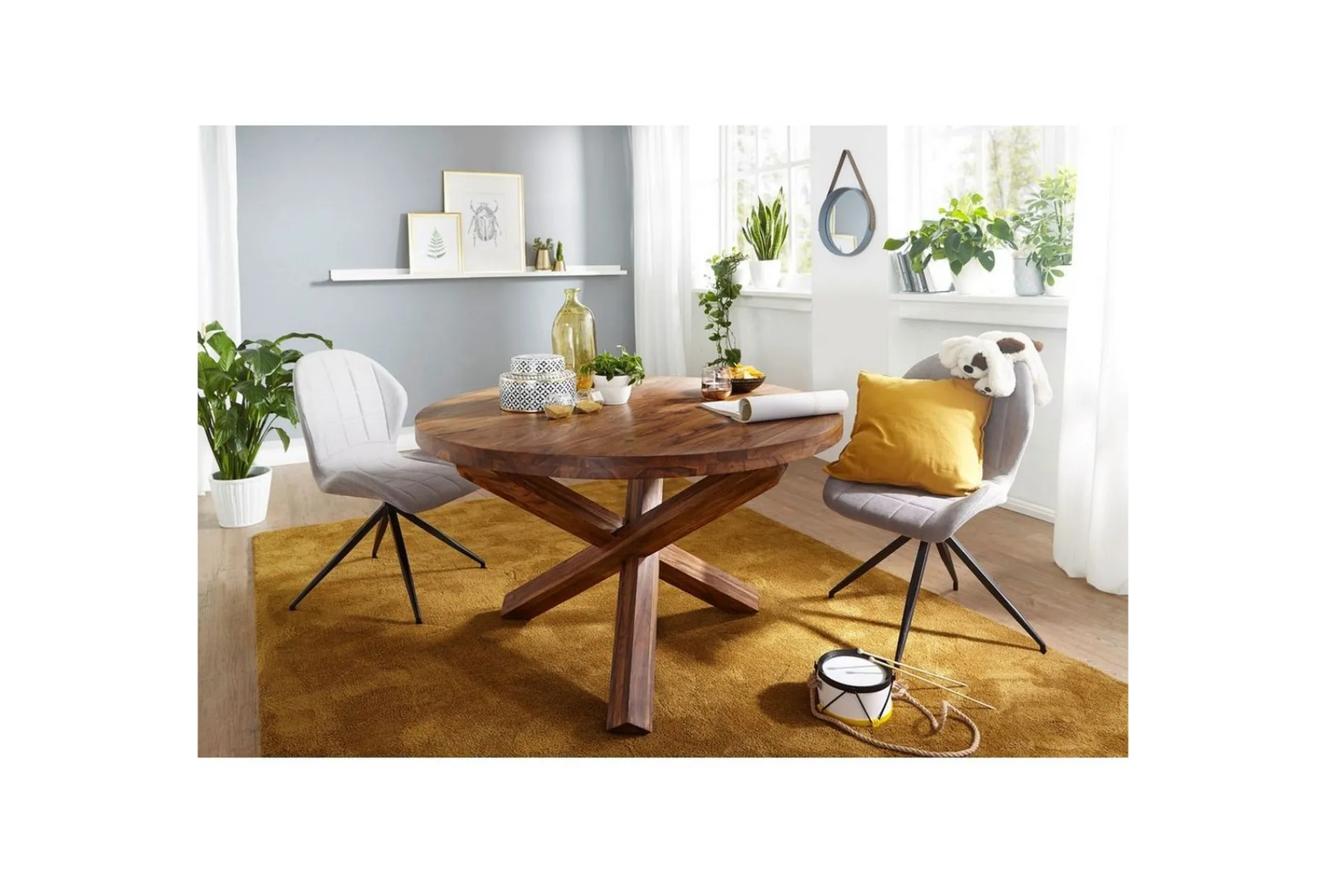 Wohnling Spisebord Rund 120 cm heltre landlig stil Rosentre