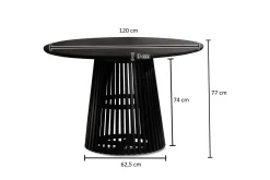 Wohnling Spisebord & Kjøkkenbord-Spisebord Rund 120 cm heltre loftstil Svart