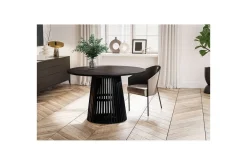 Wohnling Spisebord & Kjøkkenbord-Spisebord Rund 120 cm heltre loftstil Svart