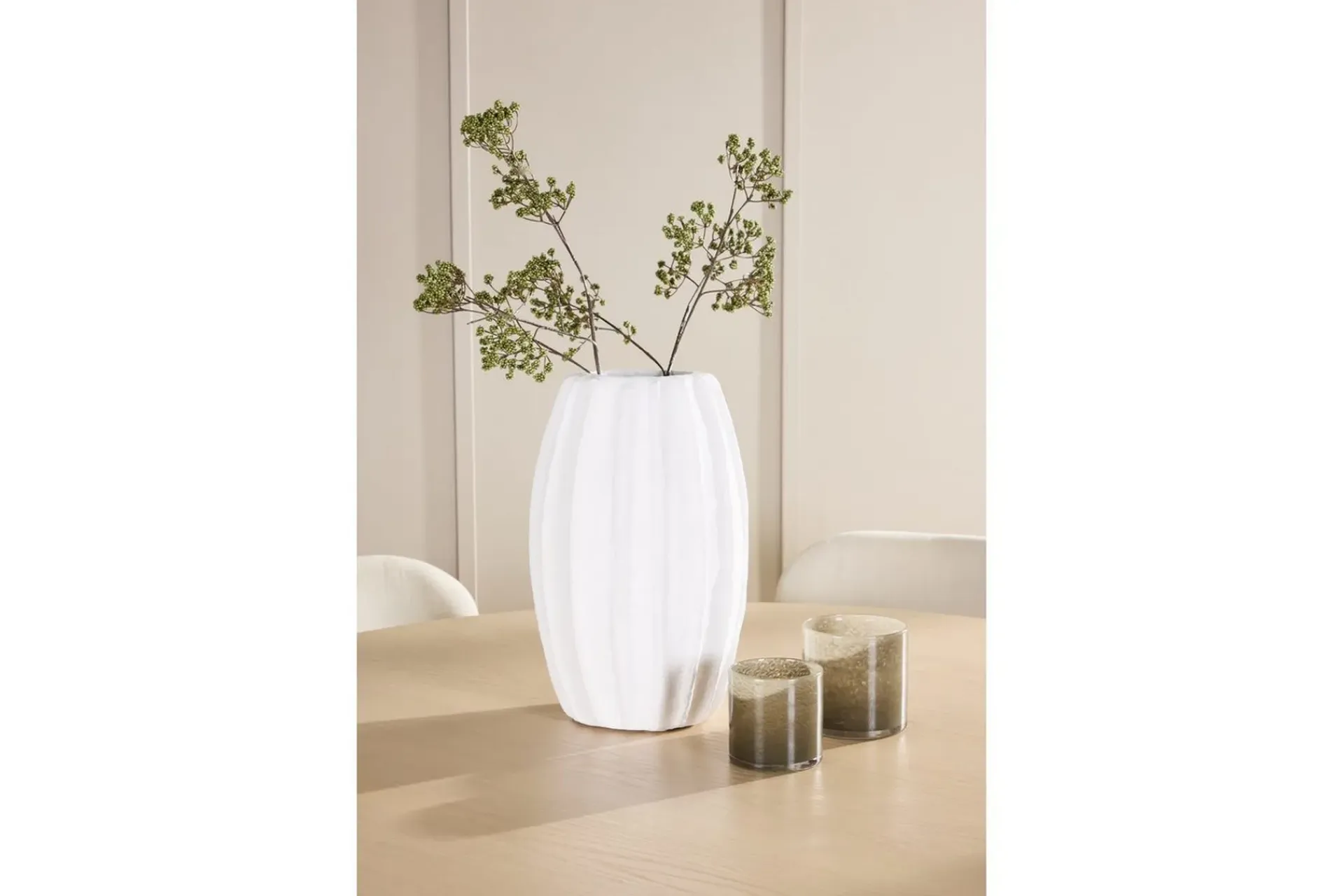 Venture Home Spisegruppe Copenhagen Rund 140 cm Hvit/Beige med 6 Lilja-stoler