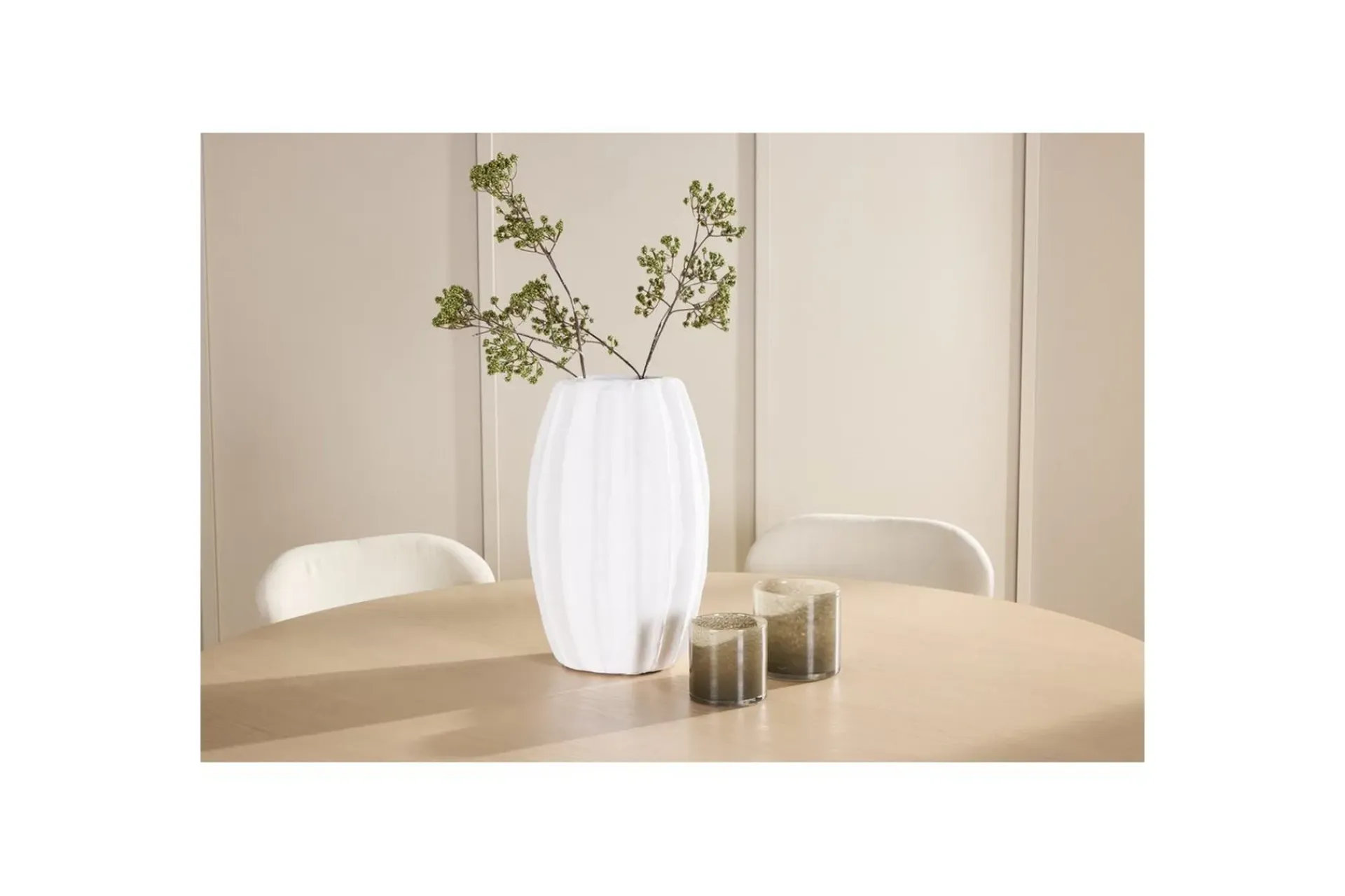 Venture Home Spisegruppe Copenhagen Rund 140 cm Hvit/Beige med 6 Lilja-stoler