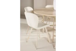Venture Home Spisegruppe Copenhagen Rund 140 cm Hvit/Beige med 6 Lilja-stoler