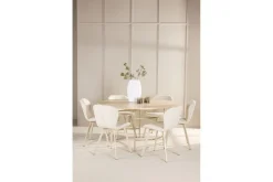 Venture Home Spisegruppe Copenhagen Rund 140 cm Hvit/Beige med 6 Lilja-stoler