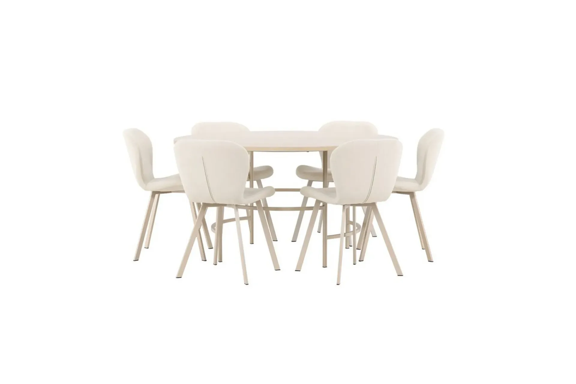 Venture Home Spisegruppe Copenhagen Rund 140 cm Hvit/Beige med 6 Lilja-stoler