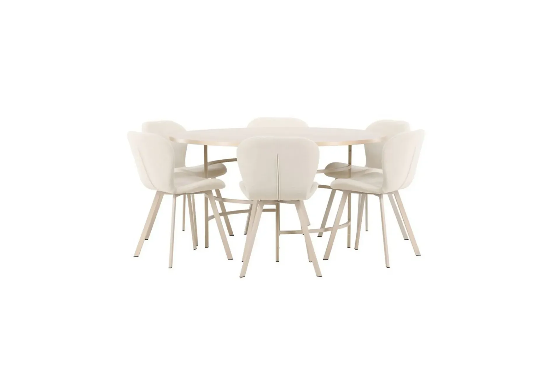 Venture Home Spisegruppe Copenhagen Rund 140 cm Hvit/Beige med 6 Lilja-stoler