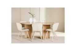 Venture Home Spisegrupper-Spisegruppe Strada Rund 120/170 cm Hvit med Lilja Stoler 6 stk Whitewash