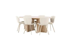 Venture Home Spisegrupper-Spisegruppe Strada Rund 120/170 cm Hvit med Lilja Stoler 6 stk Whitewash