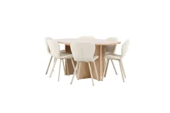 Venture Home Spisegrupper-Spisegruppe Strada Rund 120/170 cm Hvit med Lilja Stoler 6 stk Whitewash